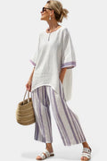 Allegra | Conjunto de Camiseta y Pantalón de Bambú a Rayas