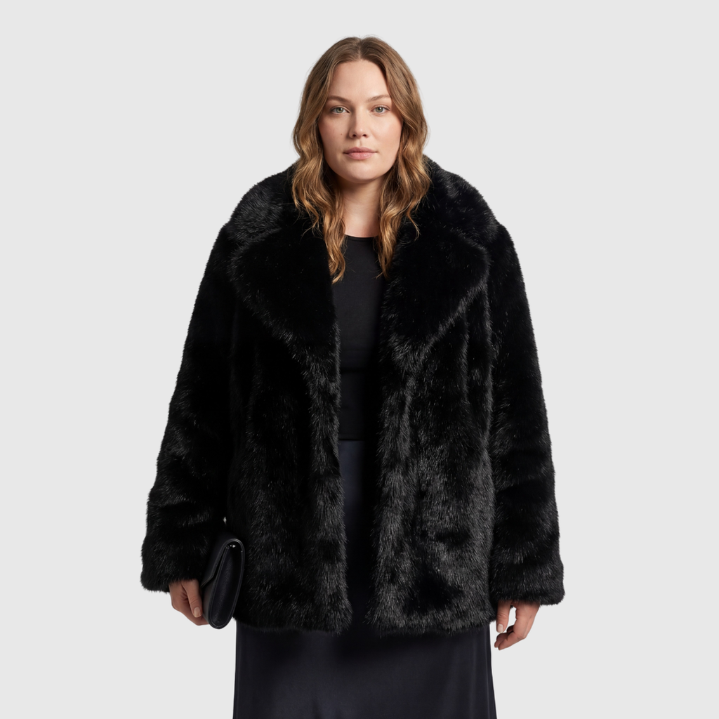 Vicenta | Chaqueta Corta de Pelo con Cuello Ancho