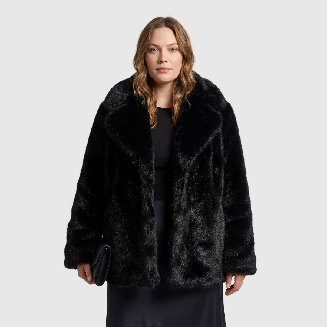 Vicenta | Chaqueta Corta de Pelo con Cuello Ancho