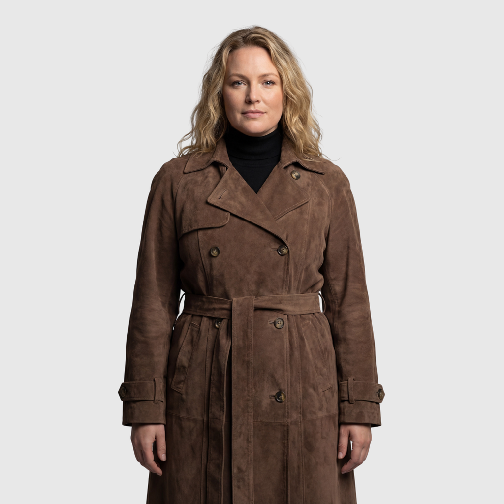 Raquel | Gabardina de Ante Sintético con Cinturón