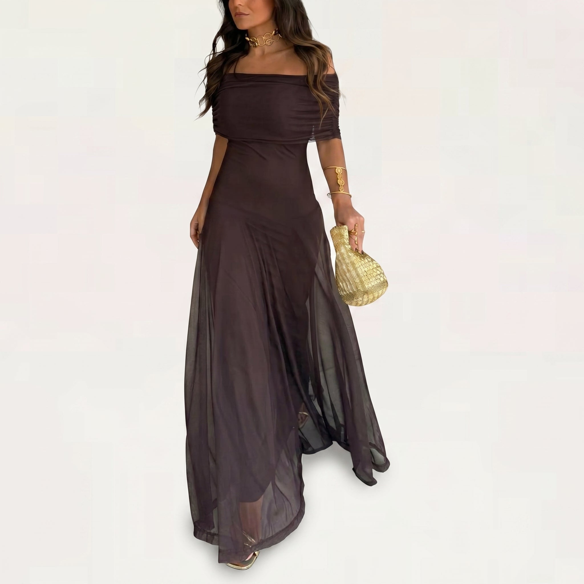 Vestido Toledo: Maxi de un hombro en Mesh