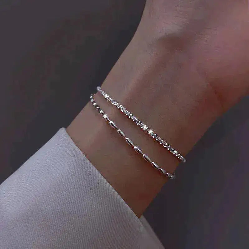 Set de pulseras plateadas con circonitas — Amparo