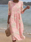 Dalia | Vestido Midi Bordado Rosa