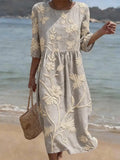 Dalia | Vestido Midi Bordado Taupe