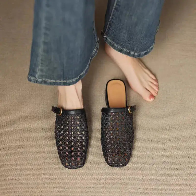 Monvetta™ | Zapatos Retro Tejidos con Tacón de Bloque
