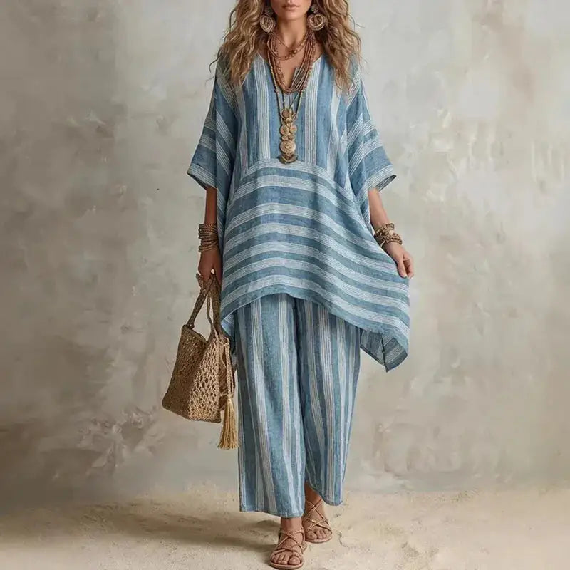 Elin | Conjunto bohemio de 2 piezas a rayas