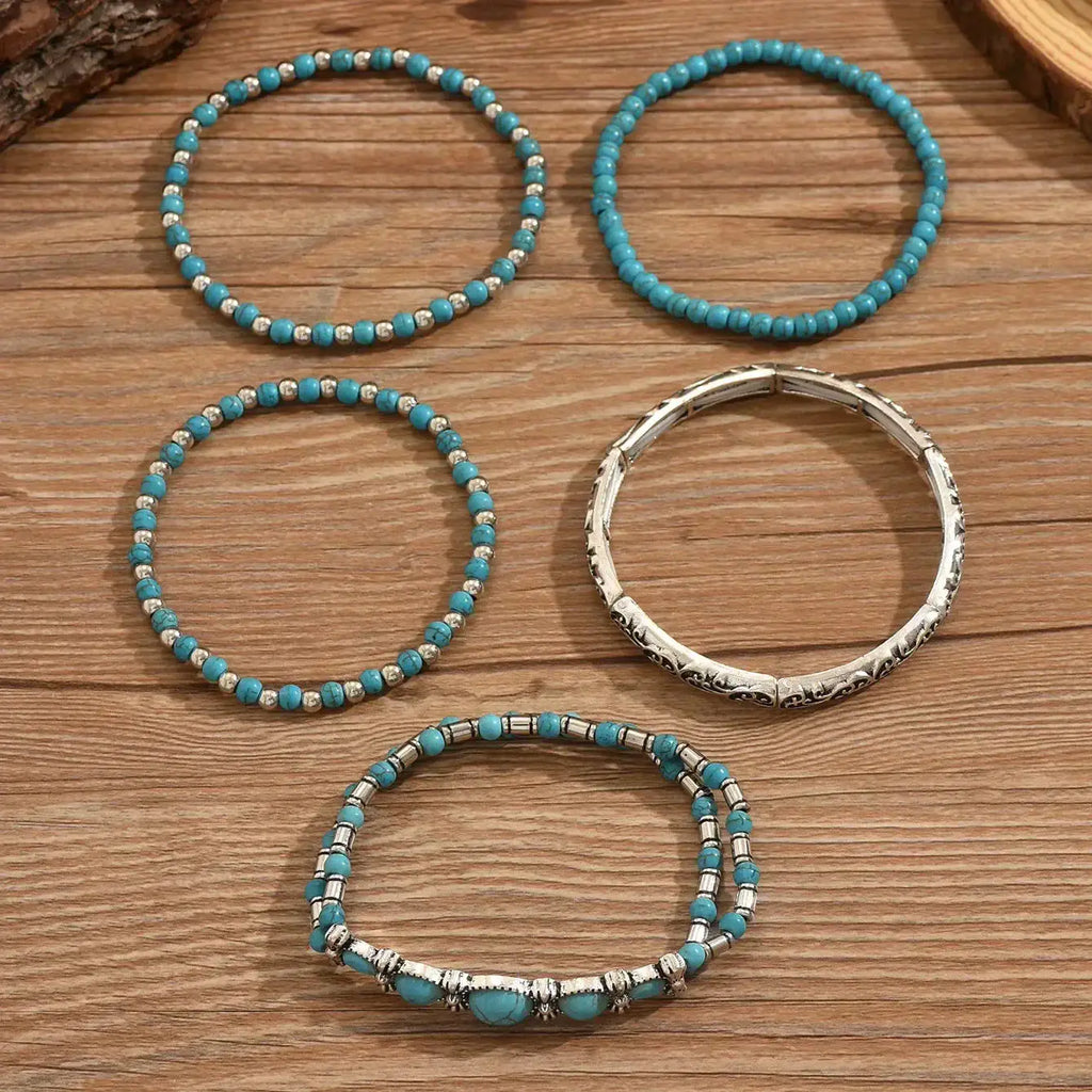 Set de pulseras con cuentas turquesa — Verónica