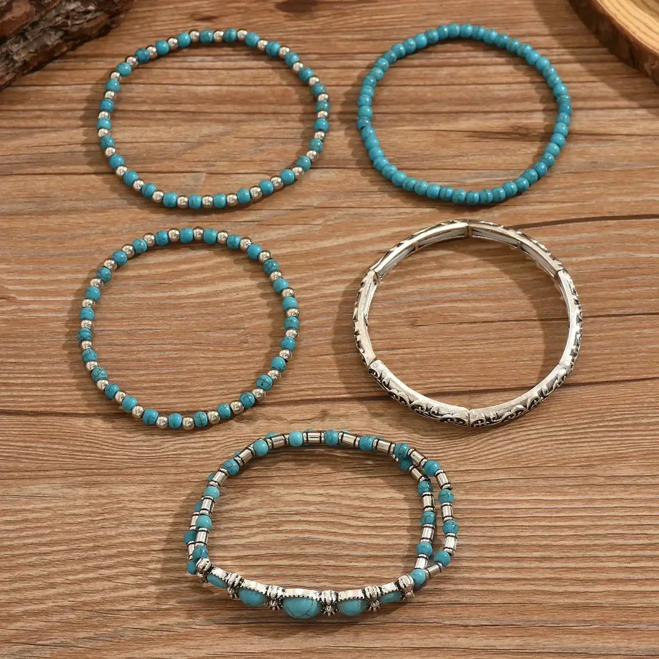 Set de pulseras con cuentas turquesa — Verónica