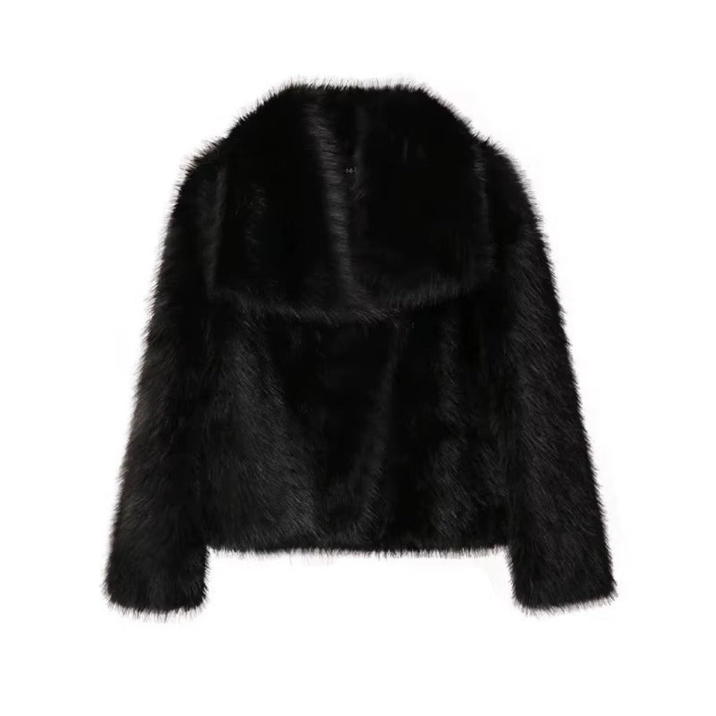 Vicenta | Chaqueta Corta de Pelo con Cuello Ancho