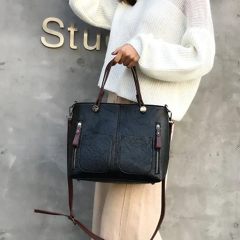Leticia | Bolso Tote Vintage con Bolsillos Laterales