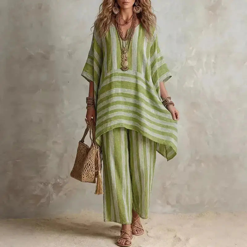 Elin | Conjunto bohemio de 2 piezas a rayas