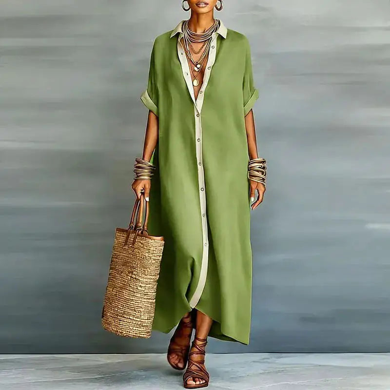 Anastasia™  | Vestido camisero largo con botones