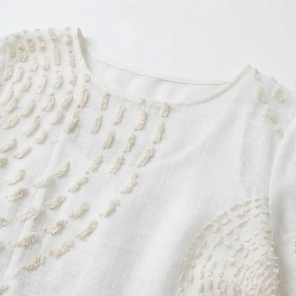 Marea | Vestido Midi Texturizado Blanco
