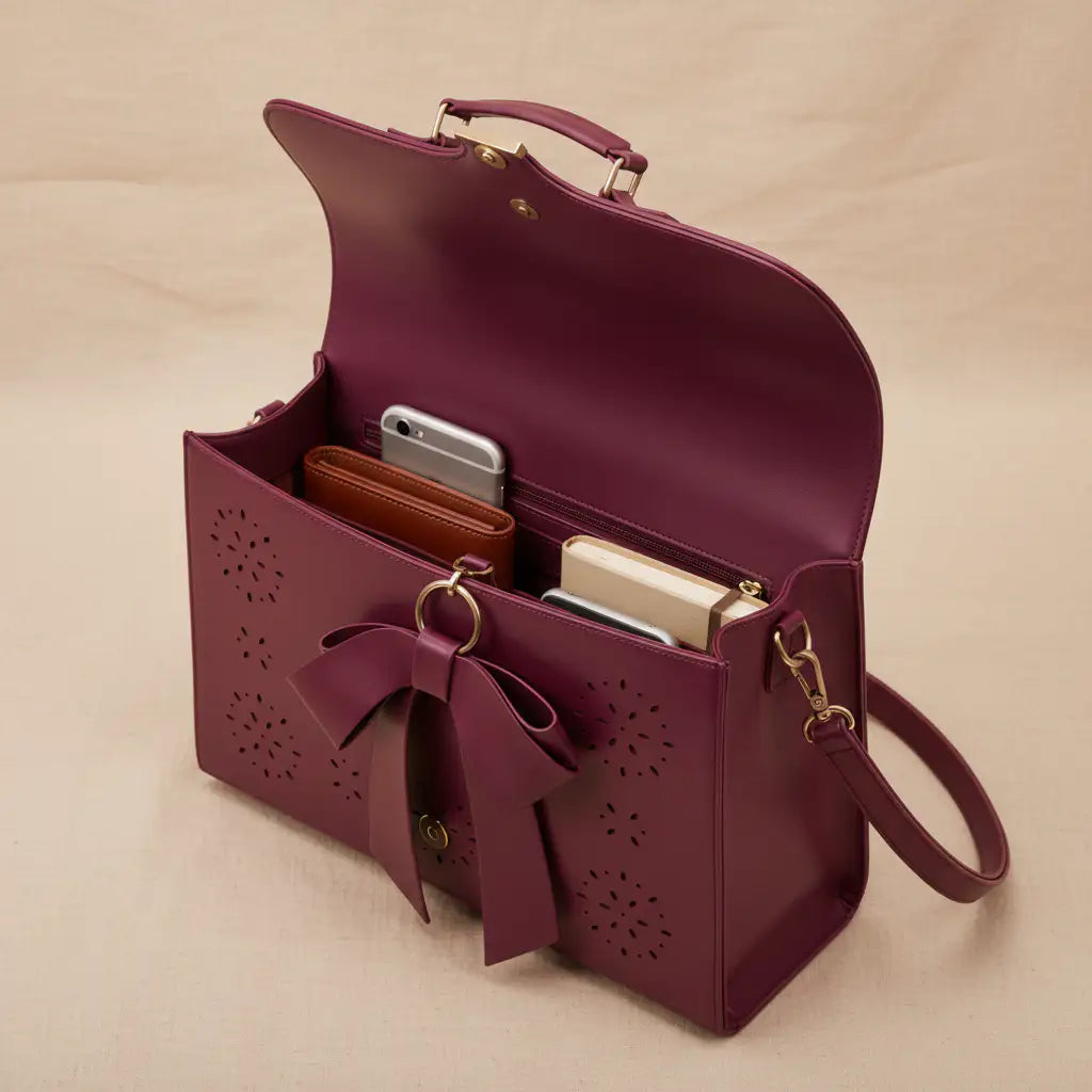 Gertrud | Bolso de Hombro con Lazo y Estampado Floral