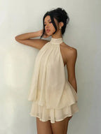Zoa | Margot Mini Vestido Halter con Espalda Descubierta y Movimiento