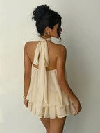 Zoa | Margot Mini Vestido Halter con Espalda Descubierta y Movimiento