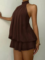 Margot Mini Vestido Halter con Espalda Descubierta y Movimiento