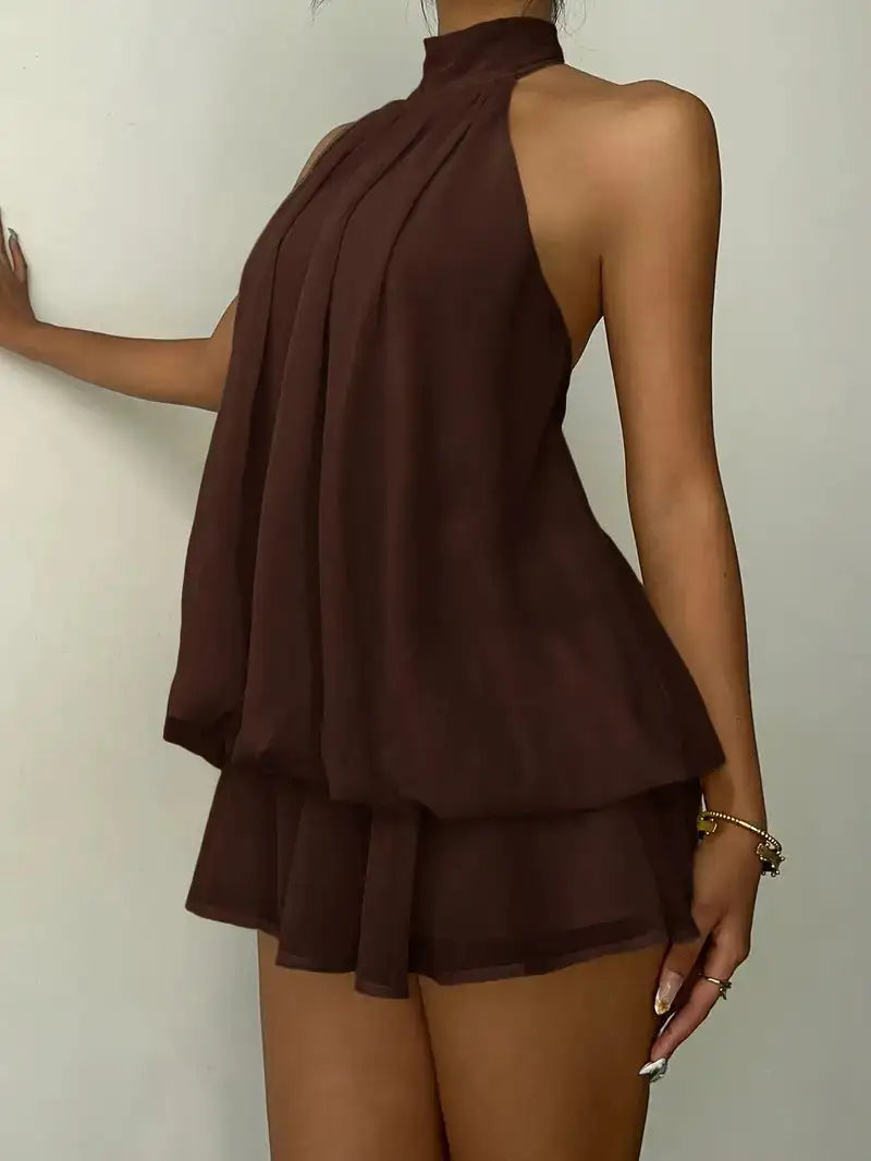 Zoa | Margot Mini Vestido Halter con Espalda Descubierta y Movimiento