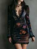 Grazia™ | Mini Vestido de Terciopelo con Estampado Floral