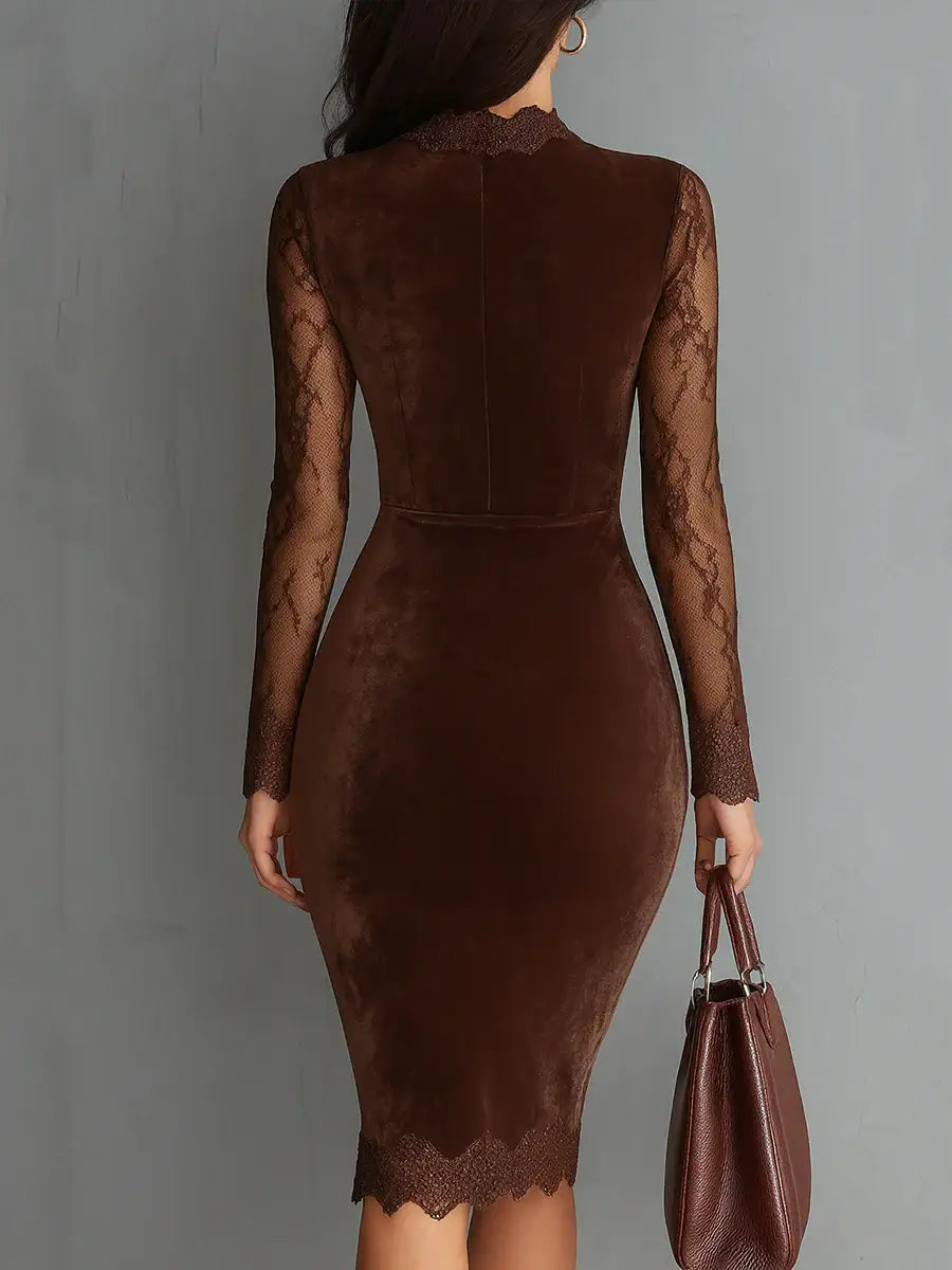 Gioia™ | Mini Vestido de Terciopelo con Mangas de Encaje