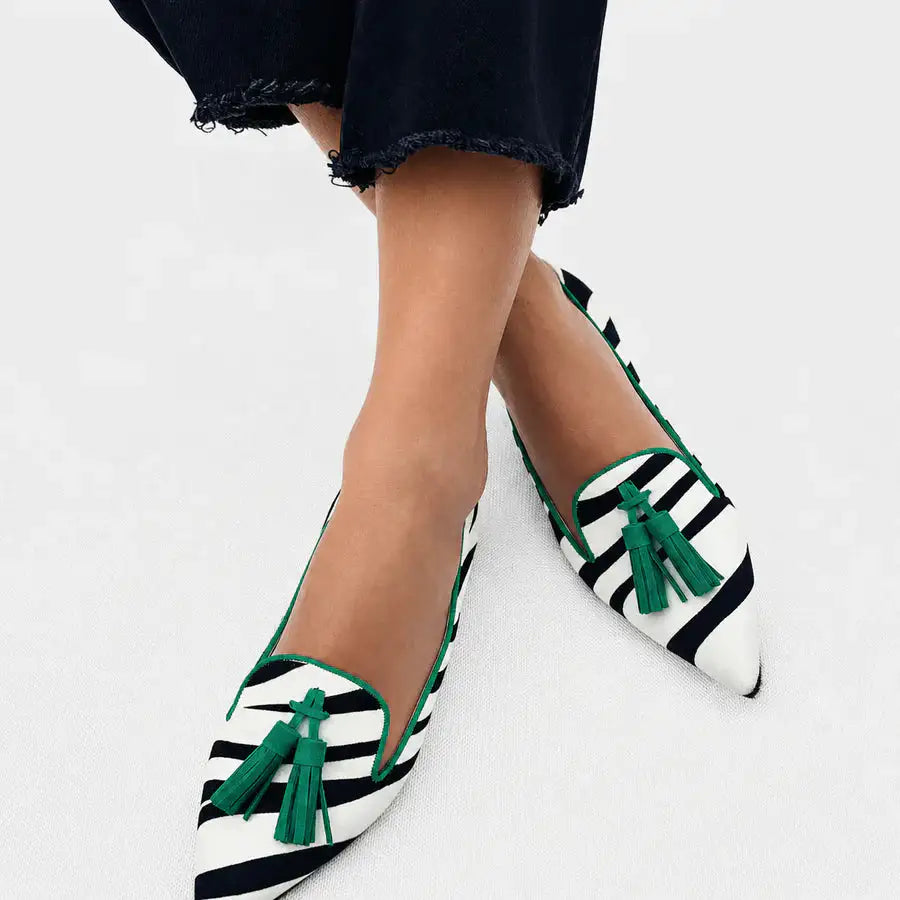 Lila | Mocasines con Estampado de Cebra Verde