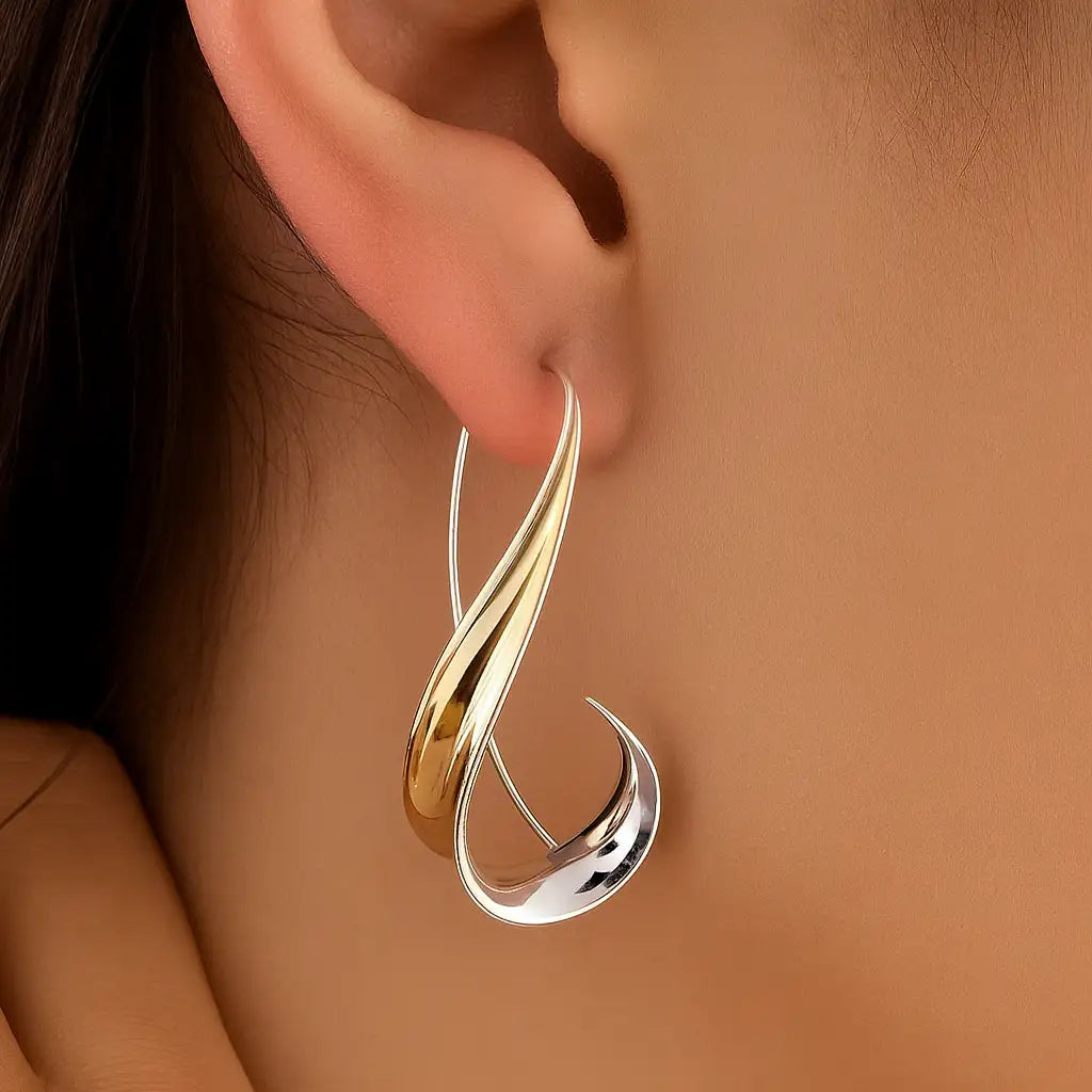 Serafina™ | Pendientes Bicolor Plata y Oro