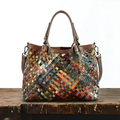 El encanto ecléctico de Marina | Bolso tote de piel con patchwork
