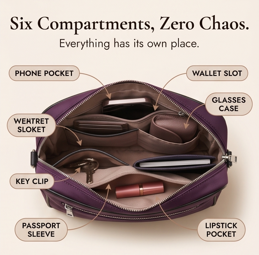 Petra | Bolso de Hombro Multibolsillo Antirrobo