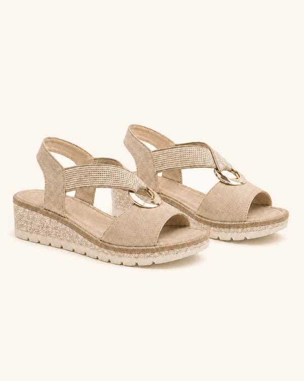 Amelia — Sandalias cómodas arco dorado