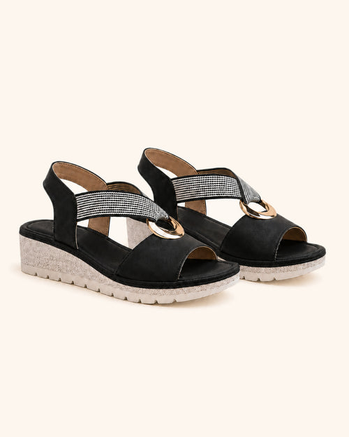 Amelia — Sandalias cómodas arco dorado