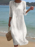 Marea | Vestido Midi Texturizado Blanco