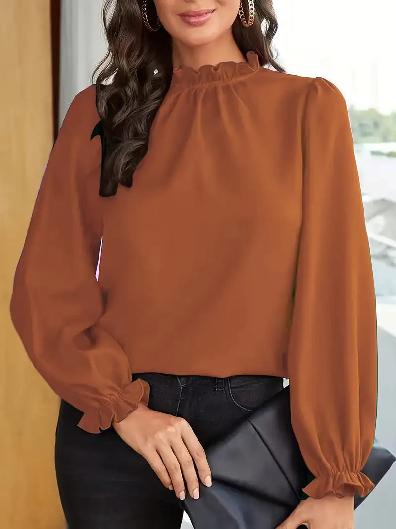 Aurelia™ | Blusa con Cuello de Volantes y Mangas Abullonadas