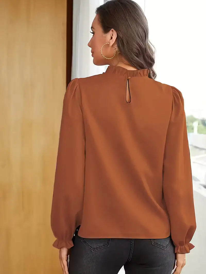 Aurelia™ | Blusa con Cuello de Volantes y Mangas Abullonadas