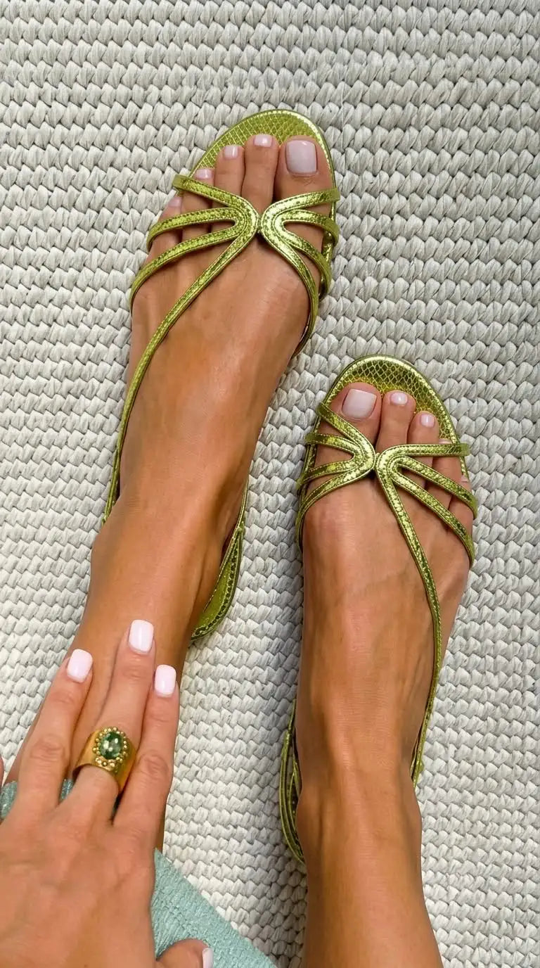 Oihana | Sandalias Metalizadas con Estampado de Pitón en Relieve y