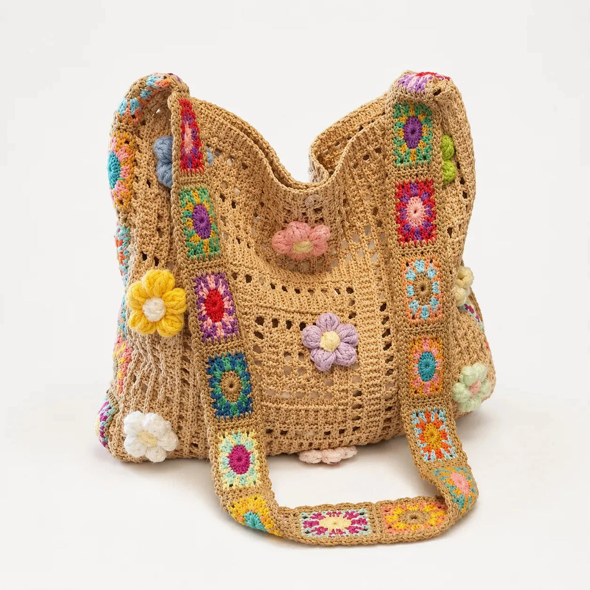 Nicasia | Bolso de Hombro de Crochet con Flores