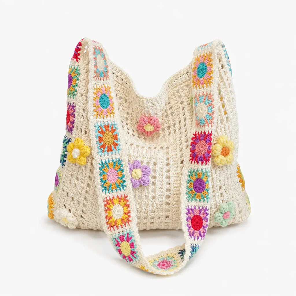 Nicasia | Bolso de Hombro de Crochet con Flores