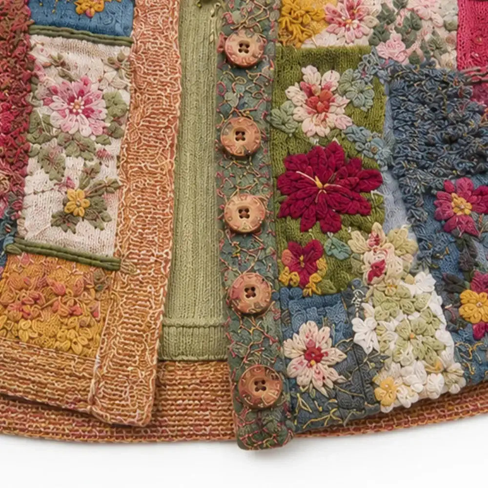Emma | Cárdigan Bohemio Floral de Patchwork