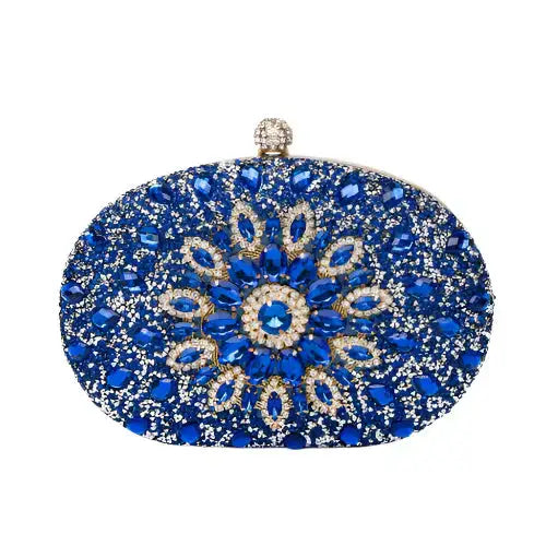 Celeste | Clutch Ovalado de Fiesta con Cristales
