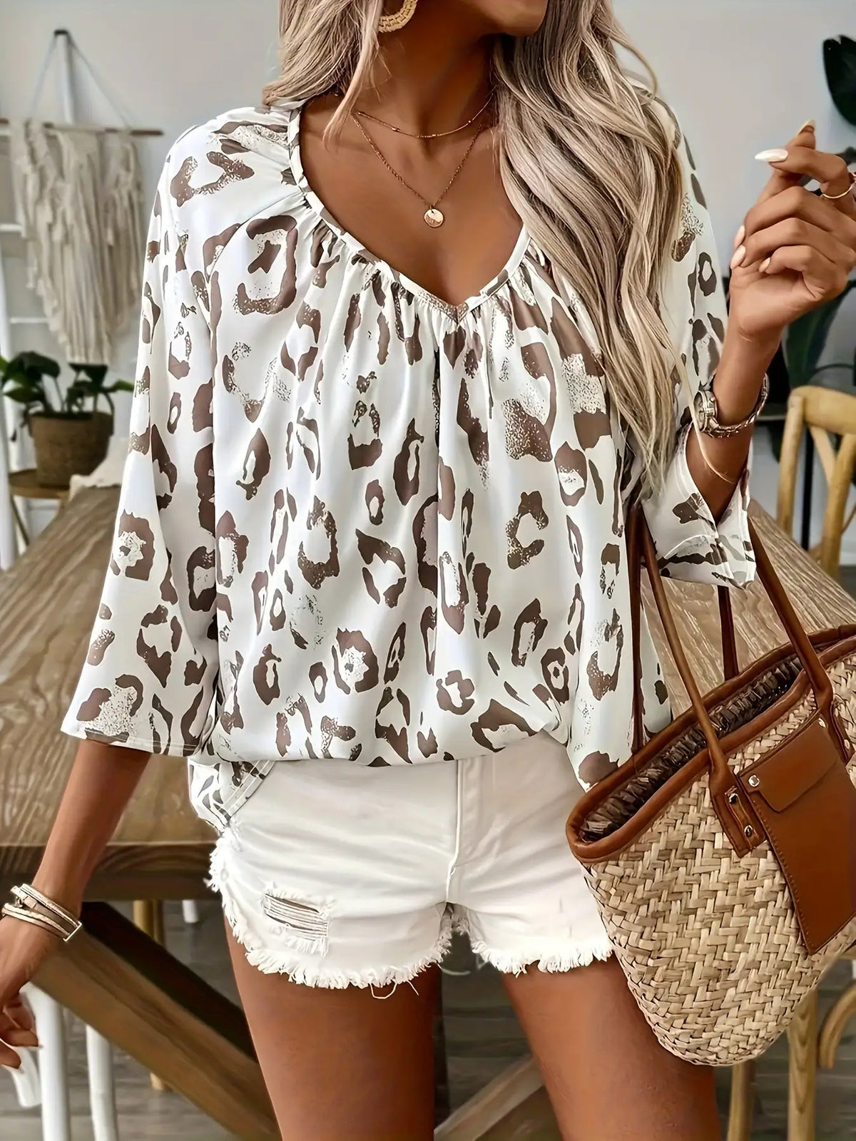 Greta | Blusa con Estampado de Leopardo