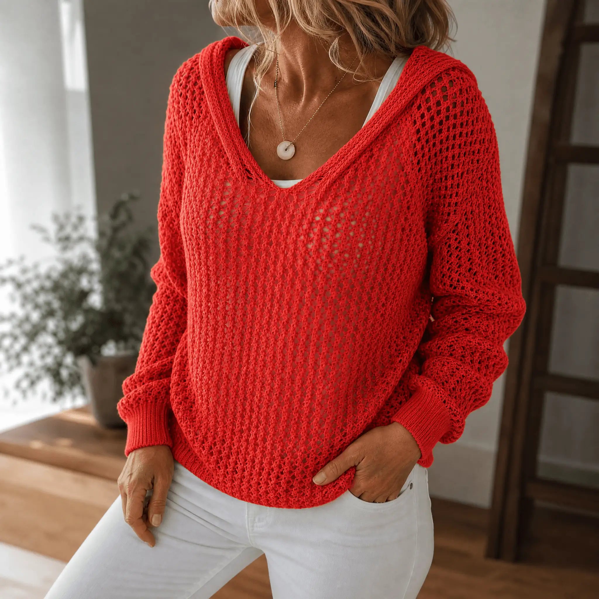 Alicia | Sudadera de Punto Calado con Capucha