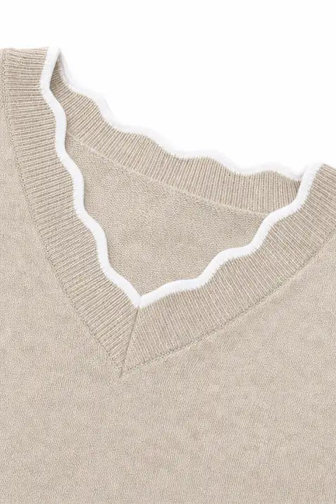 Pilar | Camiseta de Punto con Ribete Ondulado
