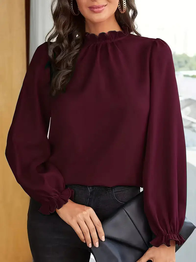Aurelia™ | Blusa con Cuello de Volantes y Mangas Abullonadas