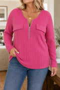 Caridad | Camiseta de Canalé con Cuello de Cremallera