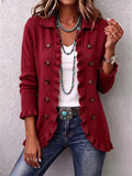 Rosalía | Chaqueta de Volantes de Punto Rojo Rubí