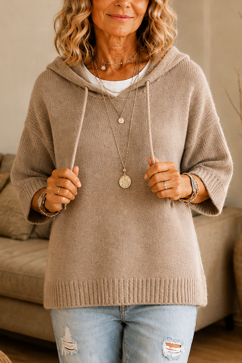 Nuria | Sudadera de Punto Calado con Cordón
