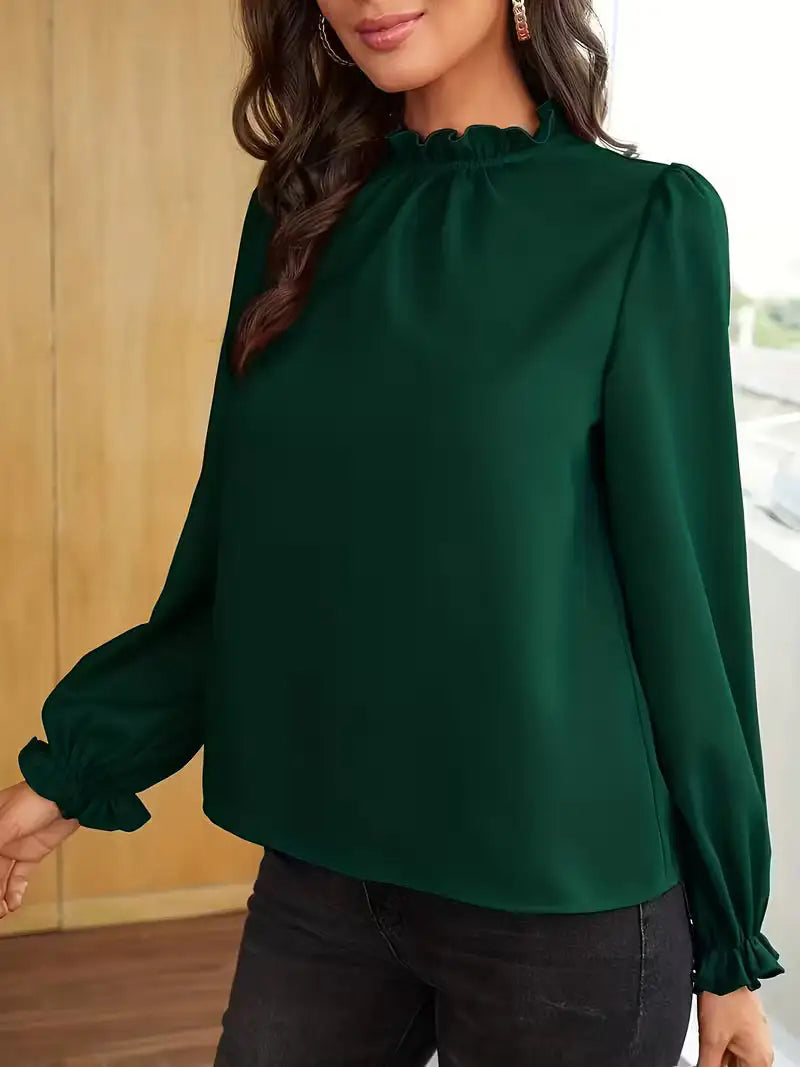 Aurelia™ | Blusa con Cuello de Volantes y Mangas Abullonadas