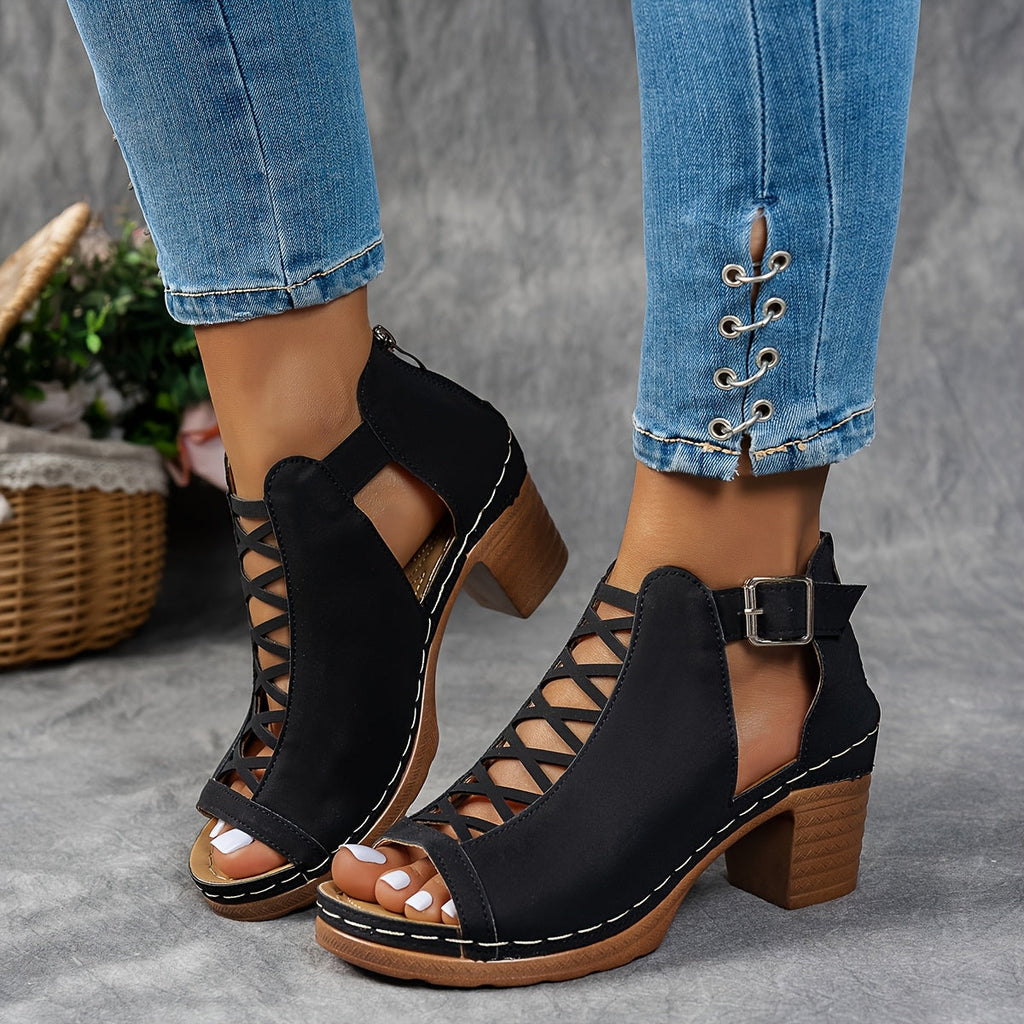 Nessa - Sandalias con Tacón de Rejilla