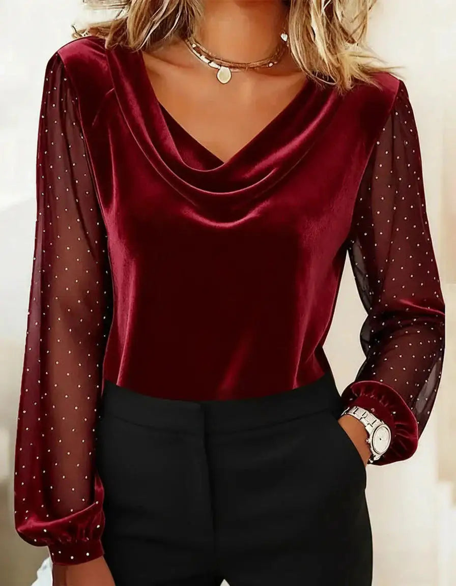 Elara™ | Blusa con Cuello Drapeado