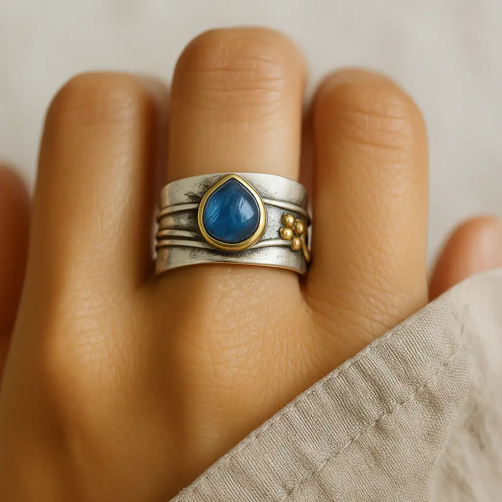 Inés | Anillo Vintage con Piedra Azul