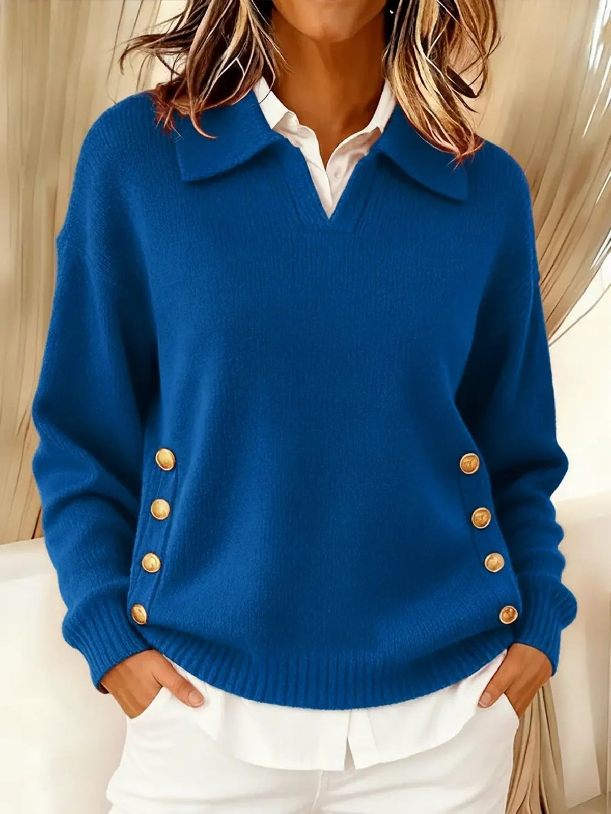 Nicolasa | Jersey con Cuello Polo y Botones